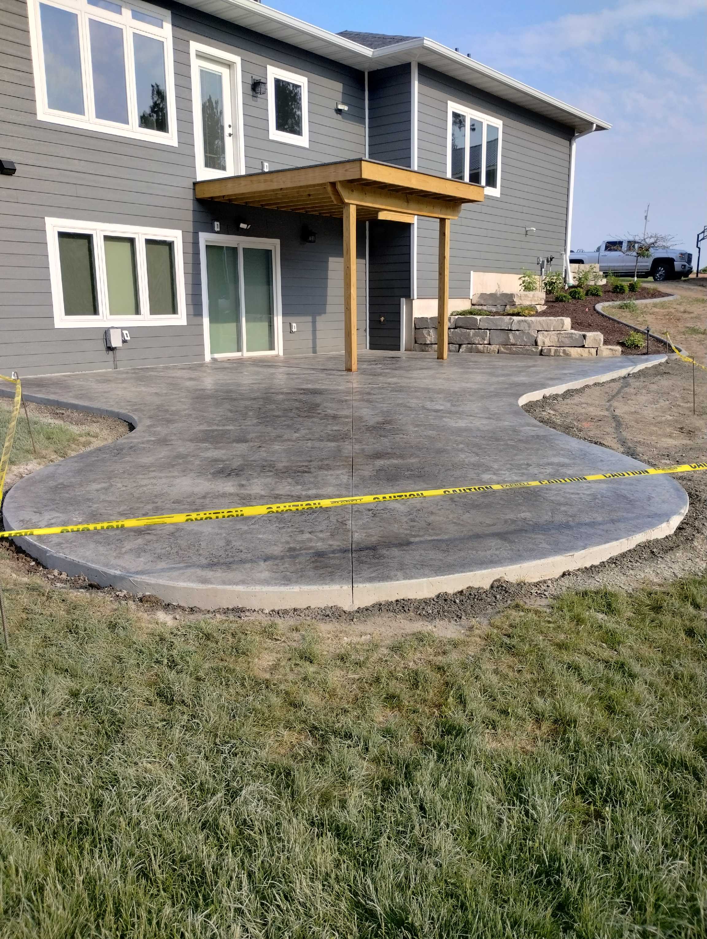 Backyard concrete patio